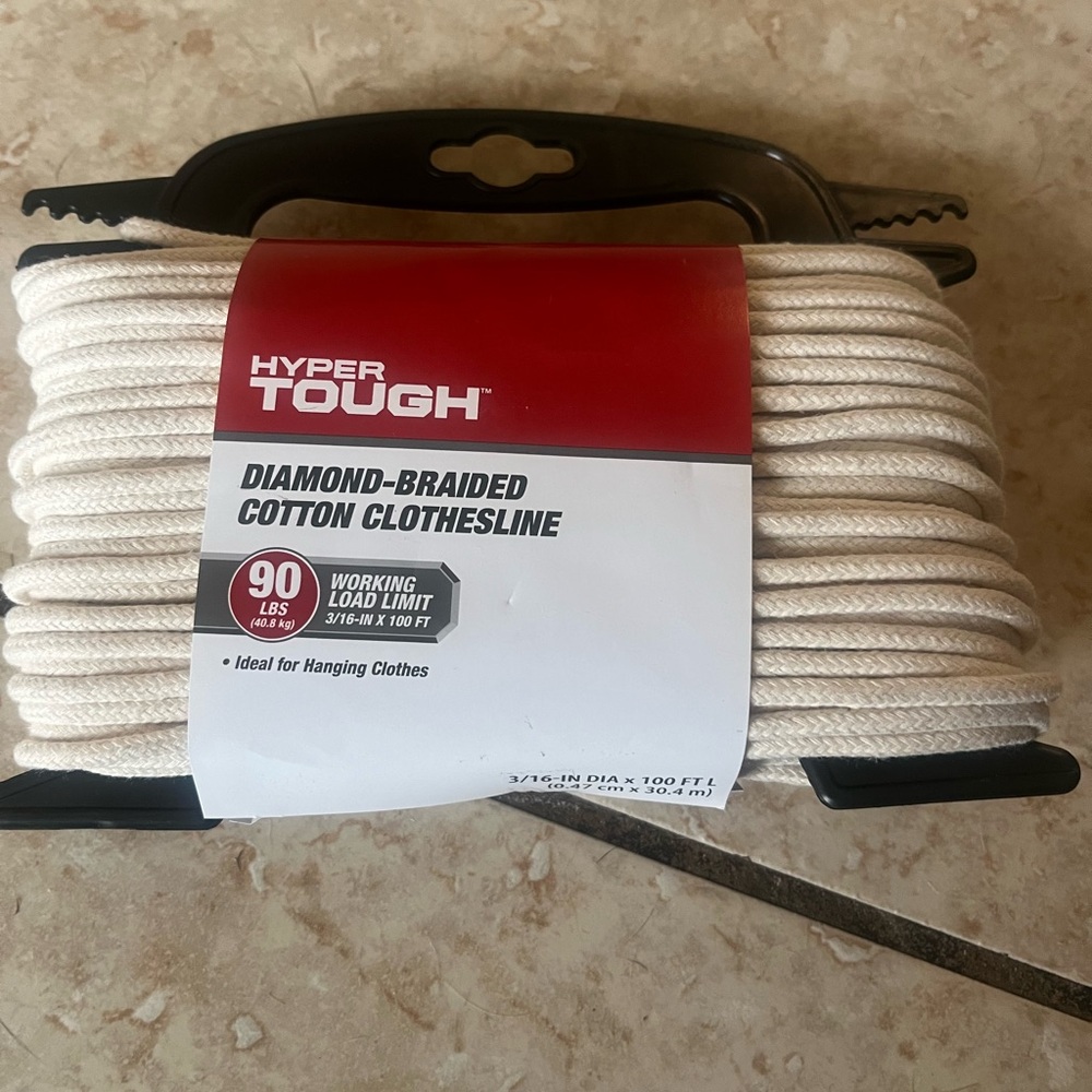 Hyper Tough White Diamond-Braided Cotton Clothesline